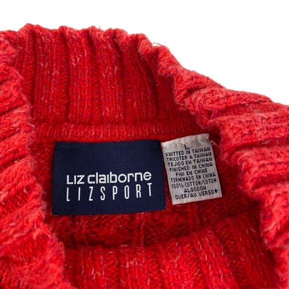 Vintage Liz Claiborne Knitted Mock Neck Liz Sport Sweater Red Large 80s 90s - Picture 3 of 3